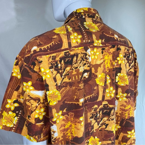 Social Awearness Men’s UT Austin Football Burnt Orange Vacation Hawaiian Shirt - Picture 5 of 6